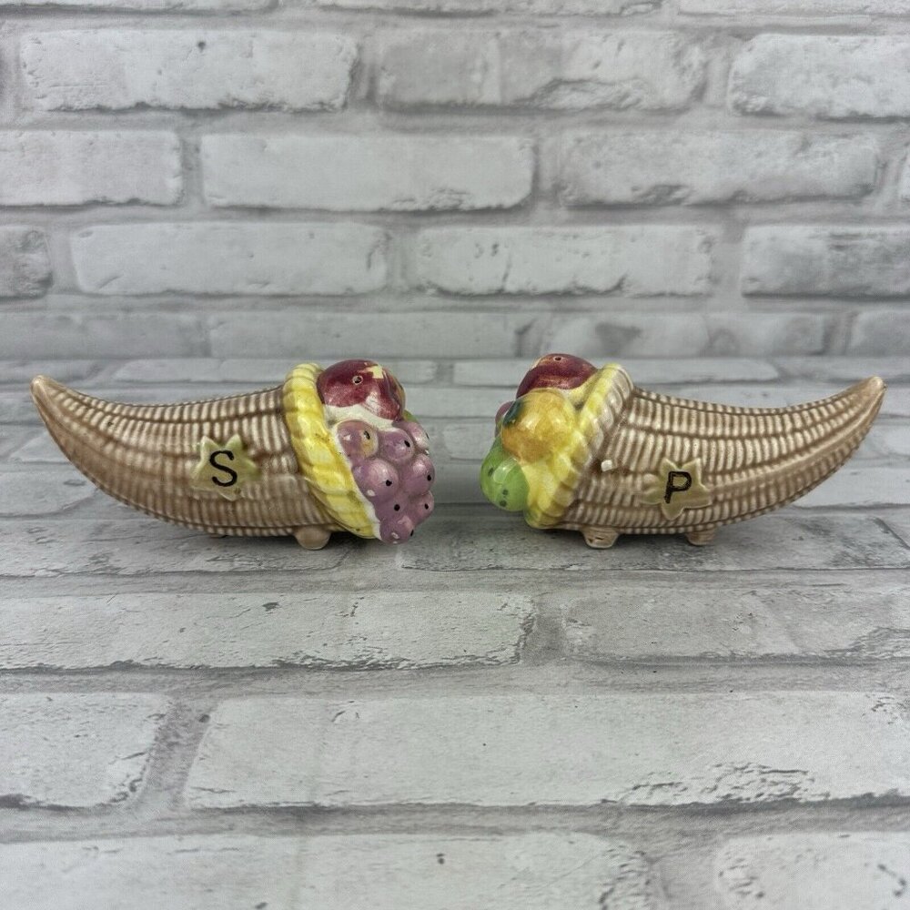 Tilso Salt and Pepper Shaker Set 1950s Cornucopia Fruit Japan No Cork